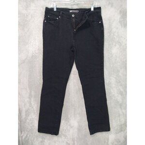 Levis 505 Jeans Womens 10 Short Black Denim Straight Leg Mid Rise Stretch